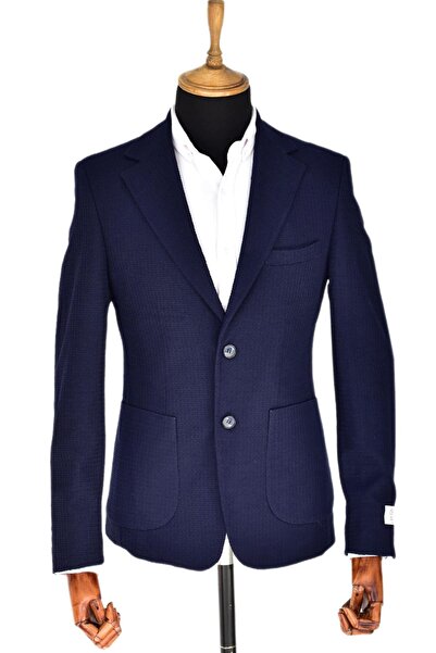 Massimo Rossi Erkek Tek Spor Ceket Çift Yırtmaçlı Gofre BGL-ST03587