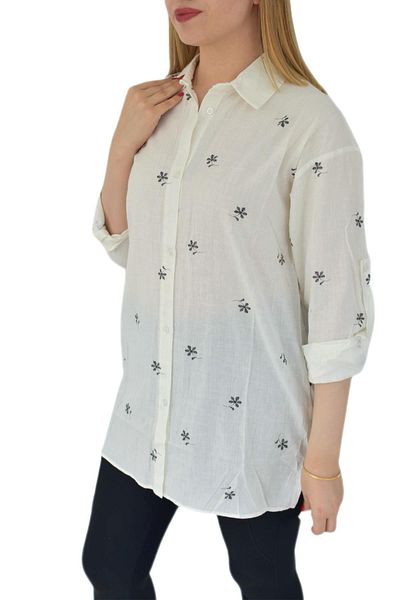 She Women's Cream Floral Shirt 71321 Bgl-st02905