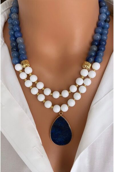 TARZ-I TAKI Kadın Doğaltaş Sedef Akik Çoklu Kolye