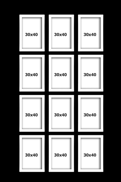 Bytwo 12 PCS 30X40 FRAME WHITE MDF - PVC MULTIPLE PHOTO FRAME