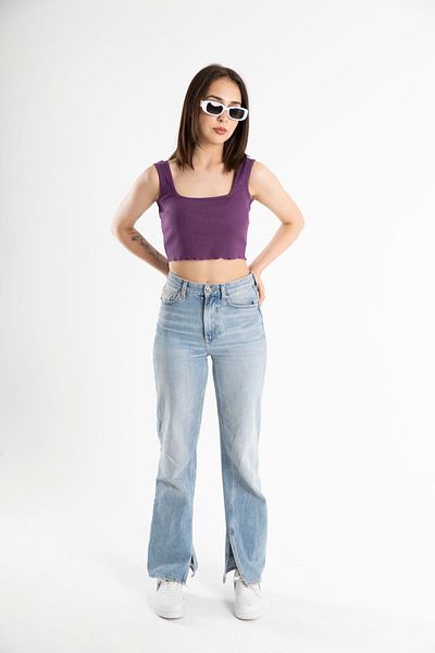 Mood Lab Women's Camisole U-Neck Fitted Crop Top Tank Top