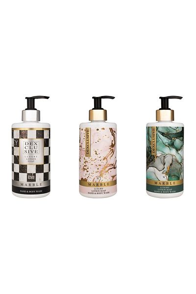 DEXCLUSIVE Luxury Bath Concept Liquid Soap with Lotion 400 Ml- Marble Series 3 Pieces