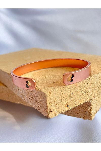 Sevilgülgünfinecrafts HEART CUT COPPER LOVE BRACELET