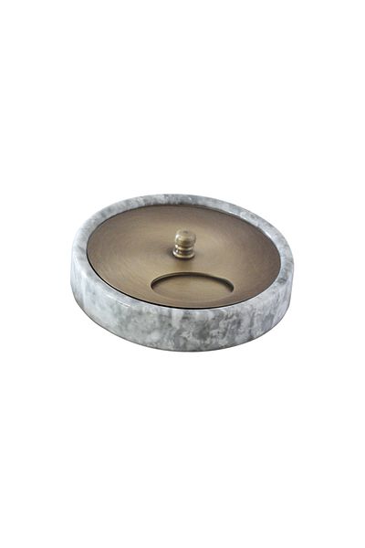 MOENAStudio Moena Studio Gray Color Elegant Gold Plated Marble Ash Tray Small Size