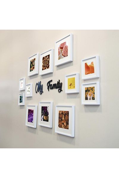 Nobbystar My Family 12 Pack - White Square Photo Frame with Writing and Adhesive
