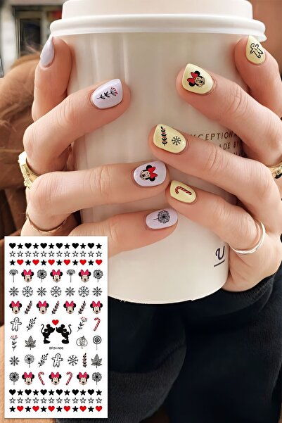 BP Tattoo Minnie Sevimli Tırnak Dövmesi Kadın Tırnak Süsü