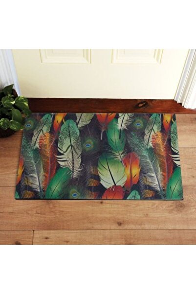 Stepmat Peacock Feather Printed Double Sided Rubber Door Mat