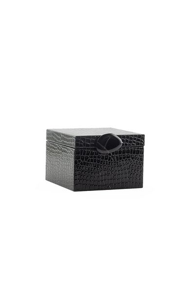 MOENAStudio Moena Studio Decorative Crocodile Patterned Small Size Black Color Faux Leather Box
