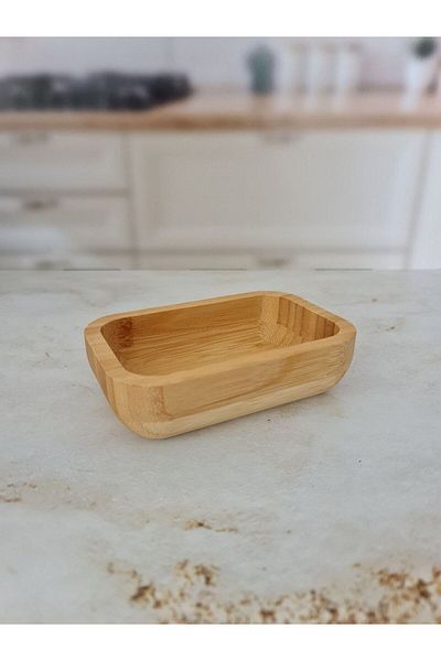 SepetçiBaba Bamboo Rectangular Snack Bowl Single 1 Piece