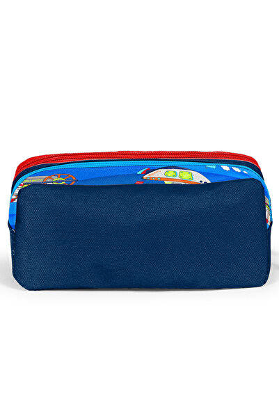 Coral High Kids Lacivert Mavi Gemi Desenli Iki Bölmeli Kalem Çantası 22162