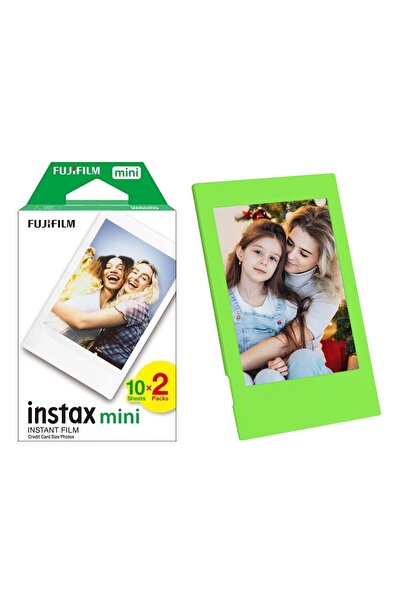 Fujifilm Instax Mini 12 Makine Uyumlu 20'li Film ve Açık Yeşil Fotoğraf Çerçevesi