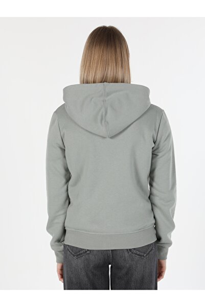 Colin's Hanorac verde pentru damă, cu glugă, cu fermoar - Regular Fit