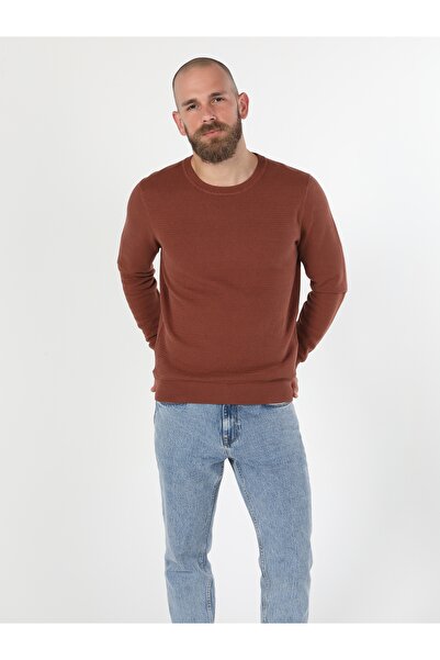Colin's Orange Crew Neck Regular Fit Men's Sweater - Cl 1046786
