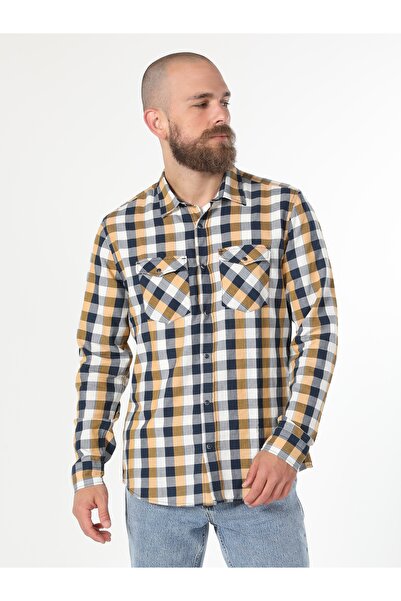 Colin's Cămașă galbenă pentru bărbați cu mânecă lungă slim fit - Cl 1057639