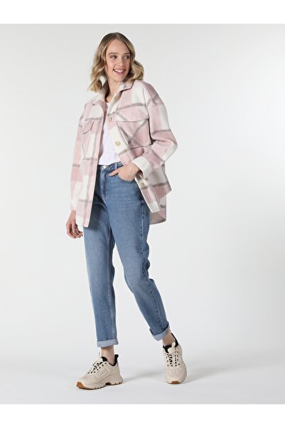 Colin's Pink Plaid Patterned Regular Fit Women's Coat - Pocket Detailed CL 1057322