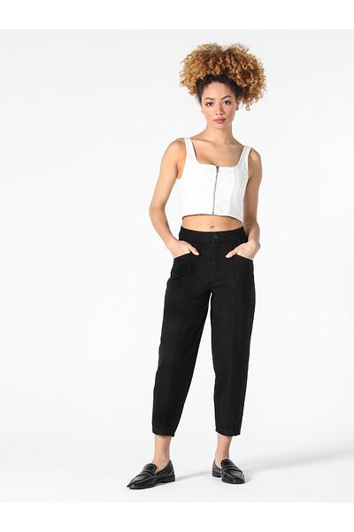 Colin's Pantaloni negri pentru femei cu talie înaltă Baggy Fit - Cl1057270