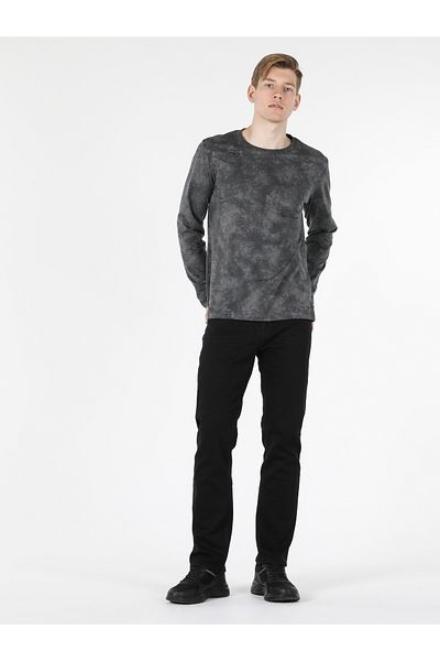 Colin's Anthracite Crew Neck Long Sleeve Men's T-Shirt - Regular Fit Cl 1057371