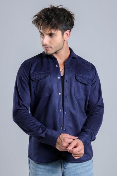 Stilkombin Double Pocket Covered Seasonal Suede Shirt Yxc U16463-40211