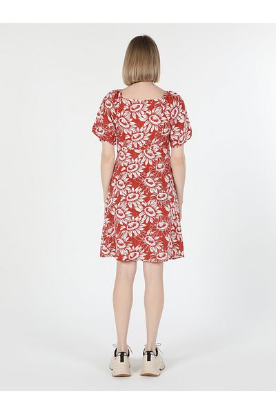 Colin's Кафява дамска рокля Slim Fit с флорален мотив - CL1058854