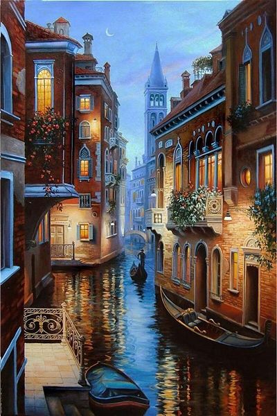 MARCEL SANAT Venice And Night Diamond Mosaic Painting 41x61cm