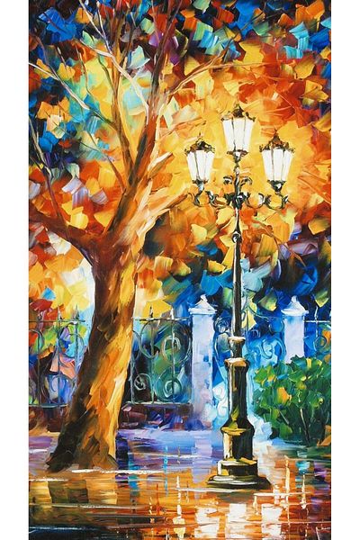 MARCEL SANAT Leonid Afremov Night And Street Lamp Diamond Mosaic Painting 30x53cm