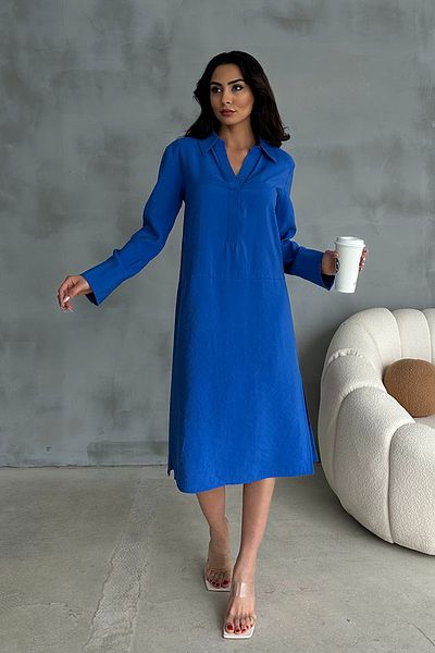 Ortaya Çık Rochie midi din material modal cu guler polo albastru
