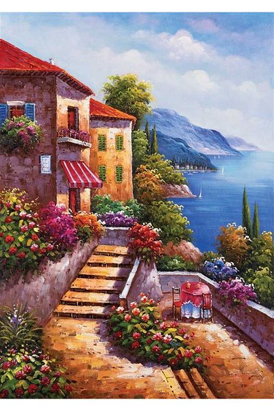 MARCEL SANAT Sea View Houses Diamond Mosaic Painting 35x50cm