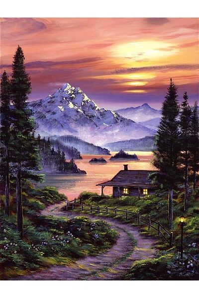 MARCEL SANAT Diamond Mosaic Painting Against The Snowy Mountain 40x55cm