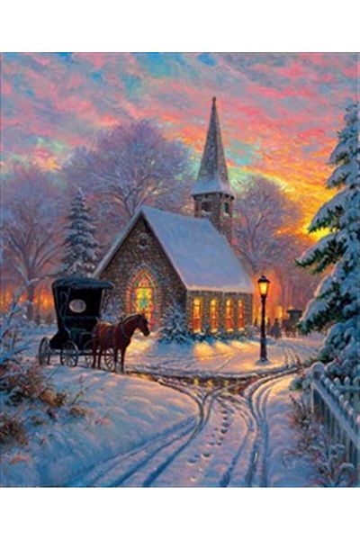 MARCEL SANAT Night in the Snow Diamond Mosaic Painting 40x50cm