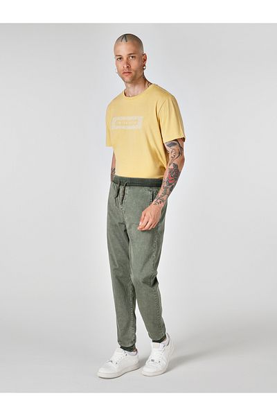Colin's Green Men's Straight Leg Trousers - Mid Waist, Slim Fit Cl 1061667