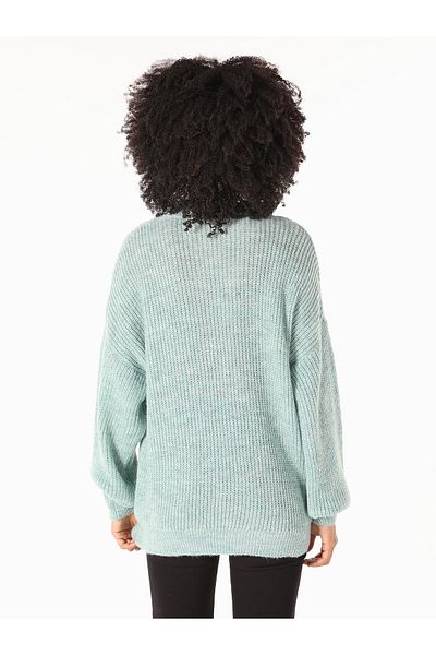 Colin's Pulover de damă verde cu guler vertical cu croială normală Cl 1061539