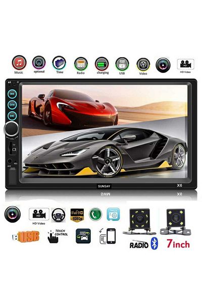 SUNSAY 7 Inch Double Tape Parking Camera - With Screen, Bluetooth, Mp5 Mp3 USB SD Card Radio