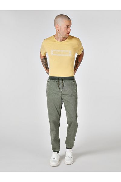 Colin's Green Men's Straight Leg Trousers - Mid Waist, Slim Fit Cl 1061667