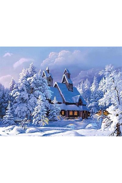 MARCEL SANAT Hidden House Under the Snow Pixart Art Diamond Mosaic Painting Diamond Turkey 60*45