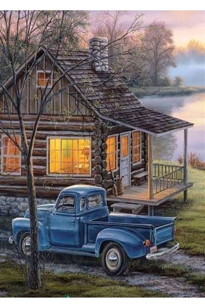 Marcel Kristal Tablo Lake House Marcel Art Diamond Mosaic Painting 51x71cm
