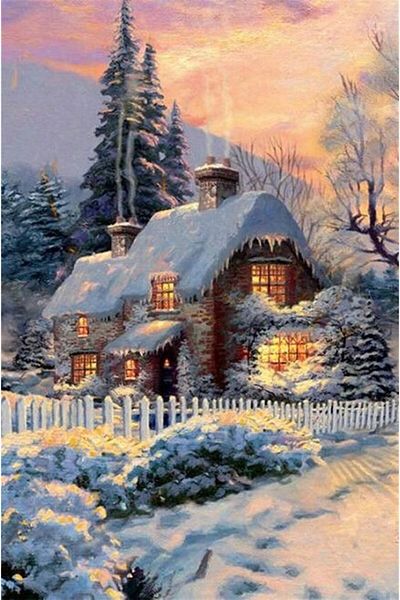 MARCEL SANAT Chimney Incense Mountain House Diamond Mosaic Painting 43x64cm