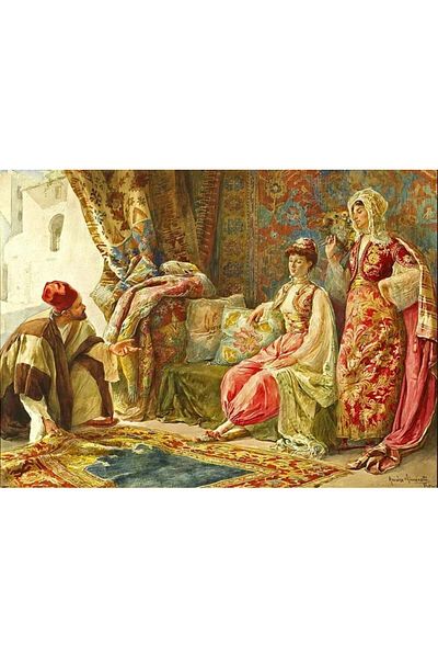 Marcel Kristal Tablo Carpet Trader in the Palace Diamond Mosaic Painting 85x60 Cm