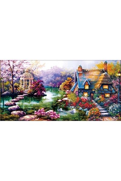 MARCEL SANAT Colorful Nature And Home Scenery 2 Diamond Mosaic Painting 107x53cm