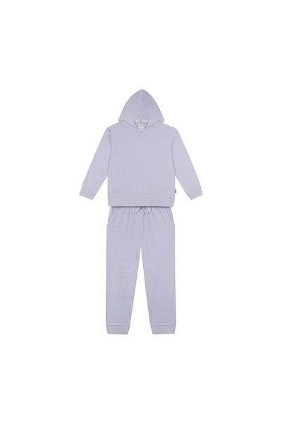 Antebies Velvet Lilac Hooded Tracksuit Set