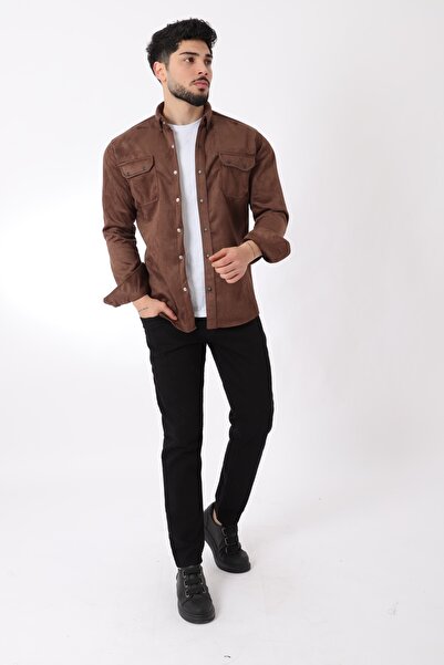 Stilkombin Çift Cep Kapaklı Mevsimlik Süet Gömlek YXC U16463-40211