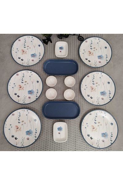 Keramika 14 Piece Set Breakfast Flowers - 6 Person