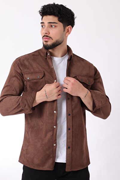 Stilkombin Çift Cep Kapaklı Mevsimlik Süet Gömlek YXC U16463-40211