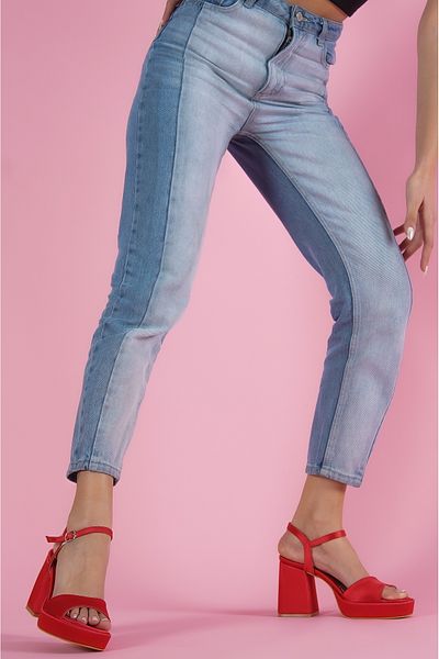 DİVOLYA Fell Red Satin Platform Heeled Casual Shoes