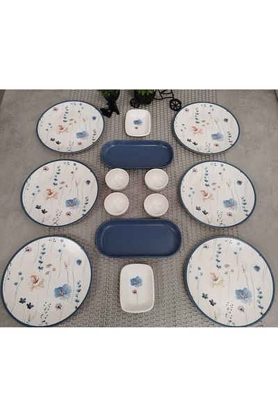 Keramika 14 Piece Set Breakfast Flowers - 6 Person