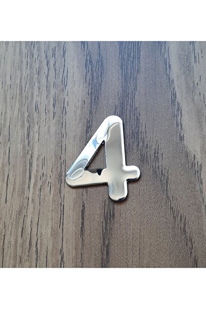 Hırdavat Kapı Numarası 4.2 Cm Metal Krom Kendinden Yapışkanlı No 4
