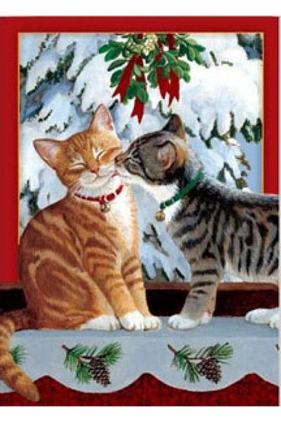 MARCEL SANAT Cats Kissing in Christmas Marcel Art Diamond Mosaic Painting 48x66cm