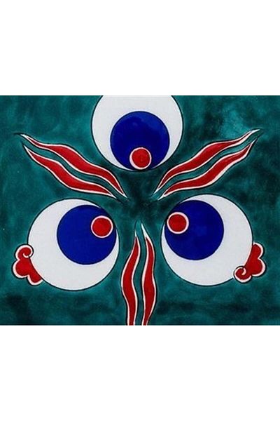 Marcel Kristal Tablo Tile Motif Diamond Mosaic Painting on Green Background 61x50 Cm