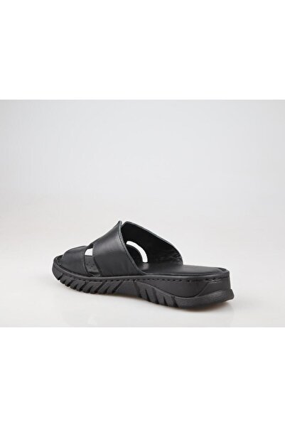 Castle Black 22357 Papuci de damă ortopedici negri din piele naturală