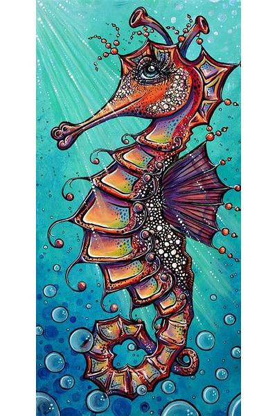 Marcel Kristal Tablo Seahorse Marcel Art Diamond Mosaic Painting 33x66cm