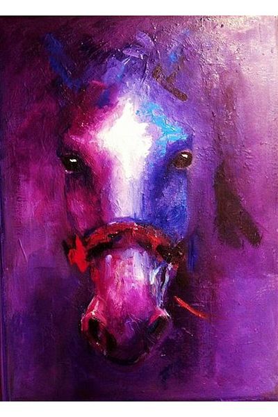 Marcel Kristal Tablo Purple Horse Marcel Art Diamond Mosaic Painting 41X58Cm